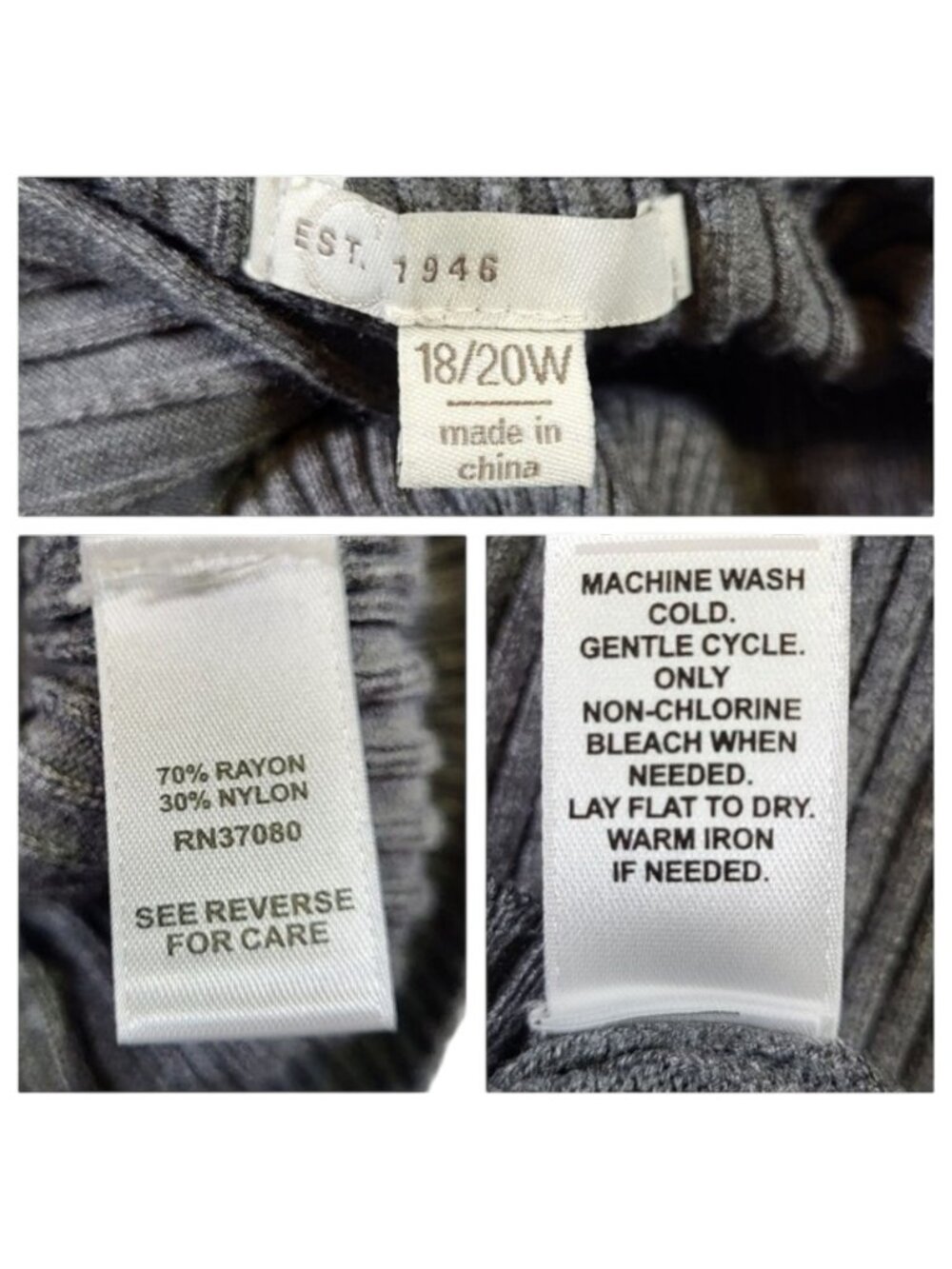 Cato Gray Stretch Ribbed Turtleneck Sweater – Plus Size 18/20W - Picture 9 of 10